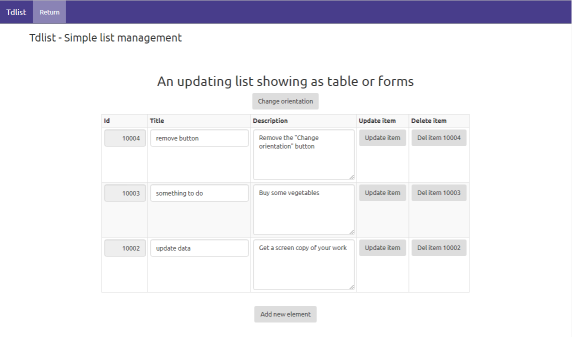 Demo app : Simple list grid